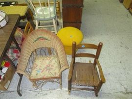 WICKER ROCKER AND CHILDS ROCKER