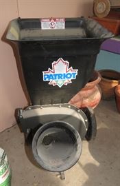 Patriot chipper shredder electric model barely used and new retailed for 1099.00 but much less here.