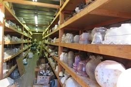 40 foot container full of antique and vintage lamp shades