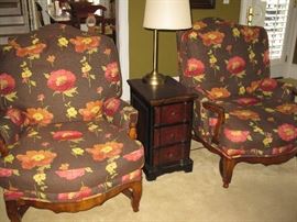 Pair of arm chairs - side table is made by Hooker