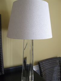 Heavy, and I mean heavy, glass lamp. Take two hands to lift. (no kidding). It's a stunner!
