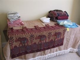 Sheets, blankets, elephant wall hanging