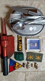 1959 Mess kit along with other military items