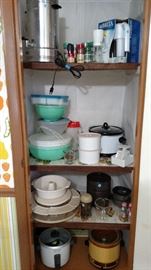 kitchenware, tupperware, rice cooker and slow cooker
