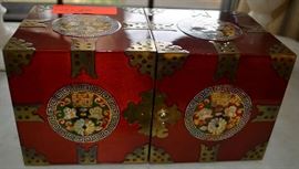 Lot 30: Four drawer Asian influenced jewelry hinged box, 5"h x 9"w x 5"d
