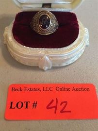 Lot 42: 10k man's HS class ring, Gretna HS 1960 with ruby and engraved G
