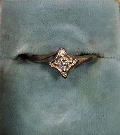 Lot 49: Ladies 14K white gold solitaire ring, diamonds are approx. .15-.20 carats.  In Norberts Jewelers, Hull Street, Richmond, VA box.  Ring size 5
