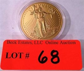 Lot 68: American Mint - copy proof Walking Liberty $20 coin.  Encased in plastic
