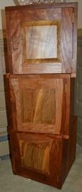Lot 209: Artesian made contemporary stacked wood cubes (all attached); 37"h x 13"sq, dovetailed construction, mixed woods (cherry, ash) (31)
