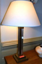 Lot 218: Lot of 2 brushed metal lamps, includes metal table (29"h) and floor lamp (58"h)
