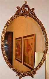 Lot 224: Oval gilded Italian mirror; 38"h x 24"w (2)
