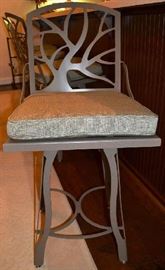 Lot 327: Artesian made set of 4 laser-cut metal bar stools with detachable cushions; 42"h (18)
