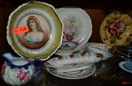 Lot 414: Lot of transfer decorated china includes bowls, decorative plates and dishes, Wedgwood dishes
