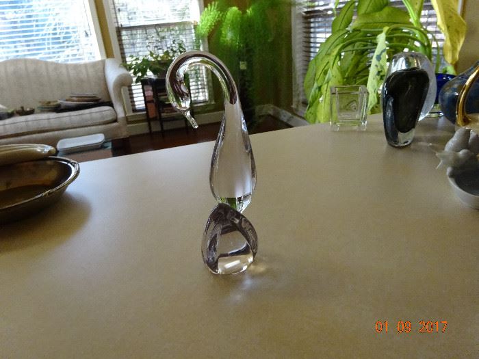 An elegant hand-crafted glass swan