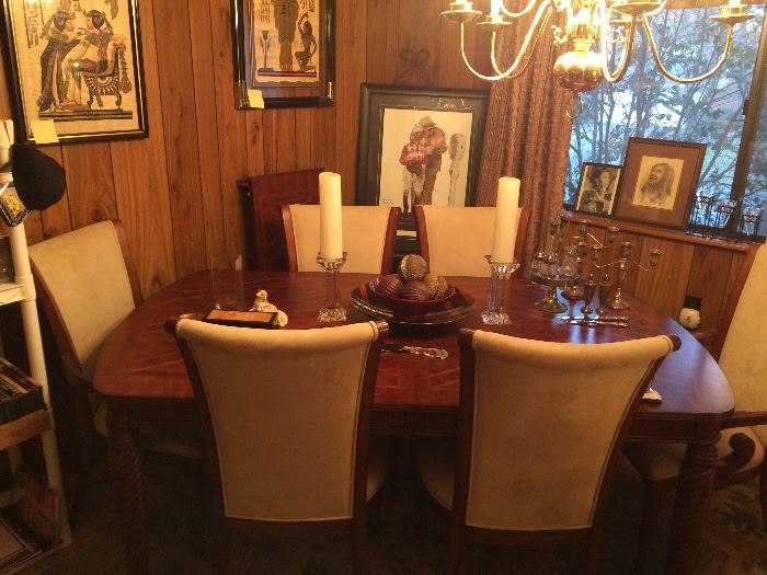 Dining Table with 6 Suede Chairs