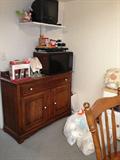 TV, Microwave, Cabinet
