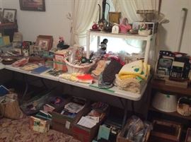 Glassware, collectibles, vintage & mail order papers, a treasure trove of things from the last!