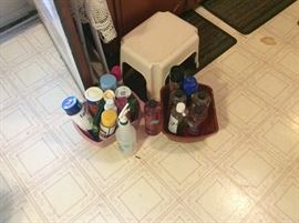 Stool, cleaning supplies