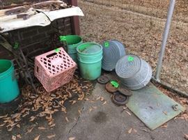 Outdoor items - note the old treadle sewing machine base