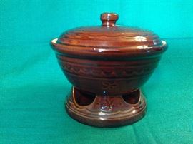 Marcrest Dot and Daisy Stoneware Casserole with Tealite Warmer
