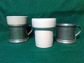 Carson Pewter Mugs Tankards With Porcelain Inserts