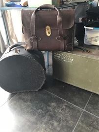 Various Vintage Luggage (Hat Case, Military Case and Barrister Case)
