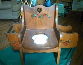 Child's Wooden Potty Chair, Vintage