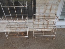 Shabby chic vintage metal plant stands