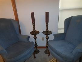 Brass candlesticks/Wing chairs