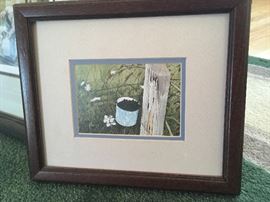 Double matted framed blackberry bucket print.