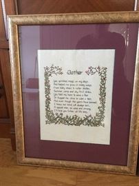 Cross stitch Father framed and matted poem.