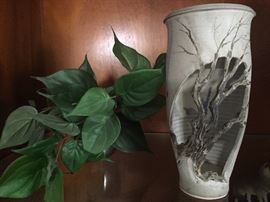 Unique tree themed pottery vase.