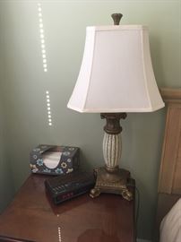 Lamp with octagon shade.