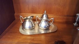 pewter sugar and creamer set