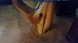 Eagle head table with glass top.