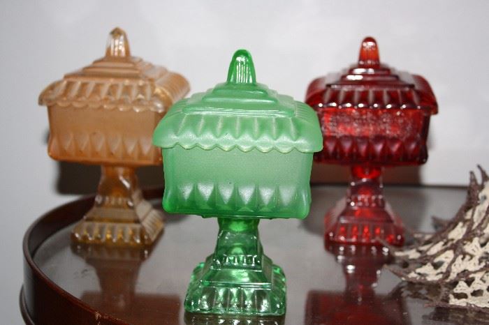 Vintage Frosted Glass Candy Dishes