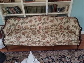 very nice extra wide  crewel work sofa 