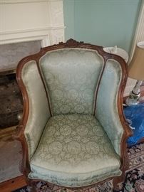 fabulous french wingback chair with original fabric from the 1920's 