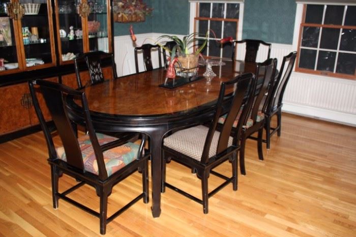 Drexel Heritage Asian Style Dining Room Table with  8 Chairs
