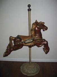 Antique cast aluminum carousel horse. Was originally on the back of a truck that would travel from town-to-town for carnivals. Most likely from the 1930's-1940's time period.