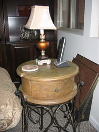 Side table with wrought iron base