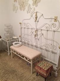 Iron bed, bench & table