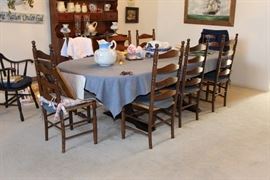 ladder back chairs and table