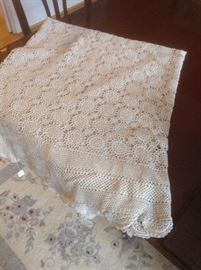 White Hand Crocheted Tablecloth