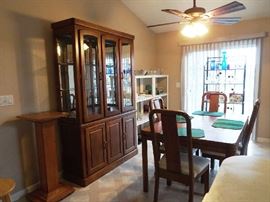Oak china cabinet and table & chairs