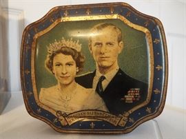 Queen Elizabeths wedding tin, circa 1950's