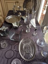 Lots of decorative glass, silver and pewter items