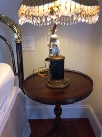 Pair of side tables and monkey lamp