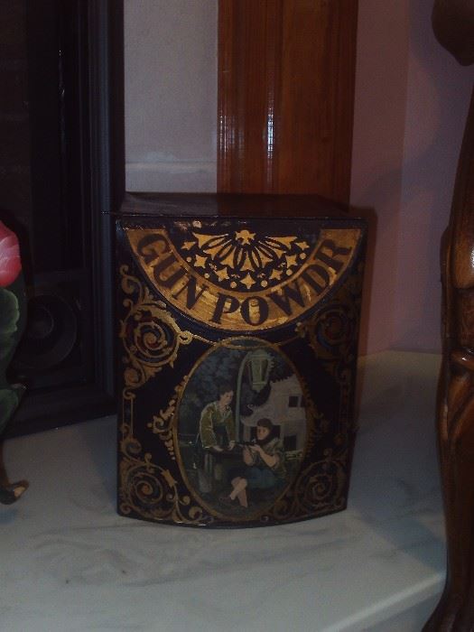 Antique Hand Painted Gun Powder Box!