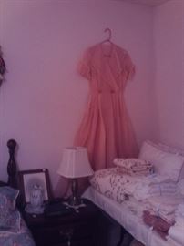 Nightstand,Lamp,Bedding,Vintage Dress